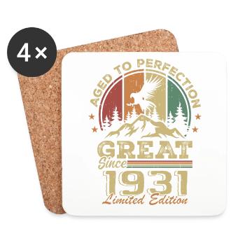 Anniversaire vintage 1931 - idée cadeau rétro 1931 - Dessous de verre (lot de 4) - blanc - Devant