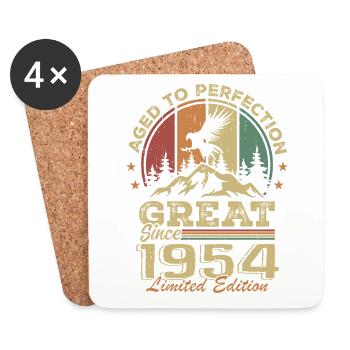 Jahrgang 1954 Geburtstag - 1954 Retro Geschenkidee - Untersetzer (4er-Set) - Weiß - Vorne