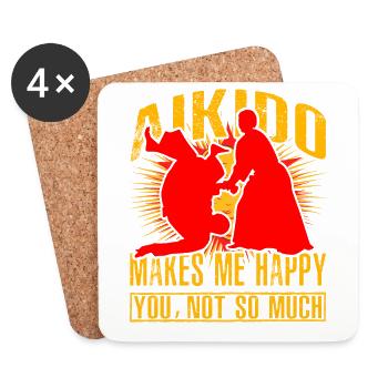 Aikido makes me happy you not so much - Coasters (set of 4) - white - Front