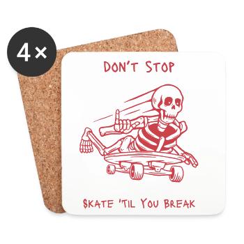 Skull Skeleton Skateboard Design - Coasters (set of 4) - white - Front