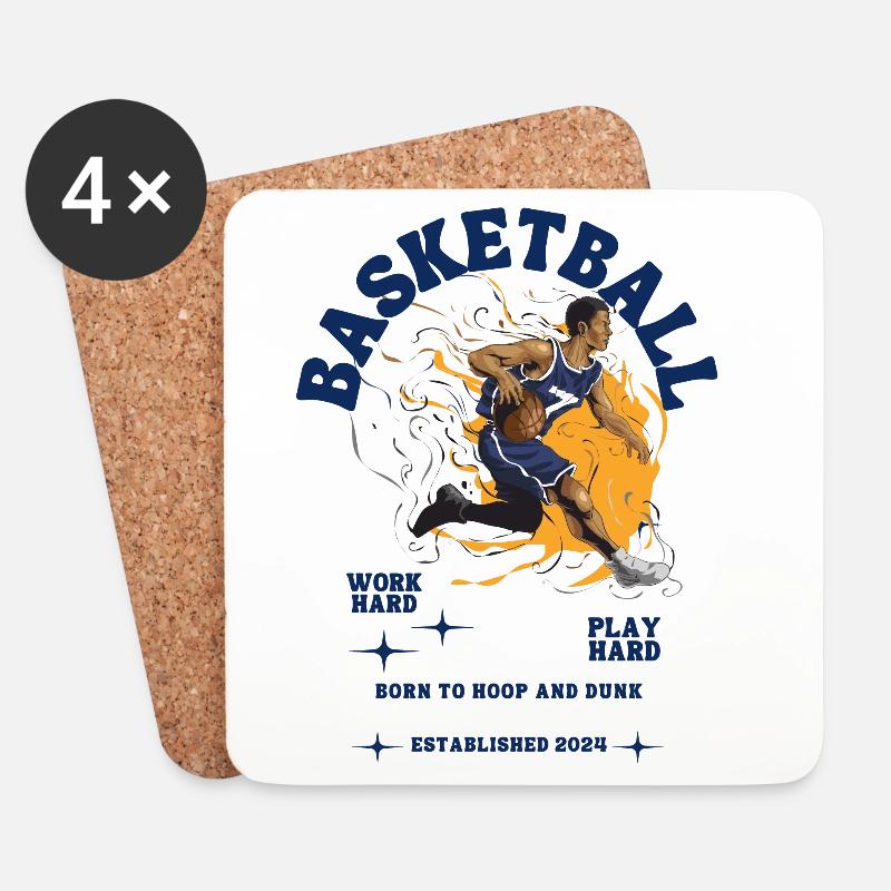 Dynamische Basketballspieler-Illustration - Untersetzer (4er-Set) - Weiß