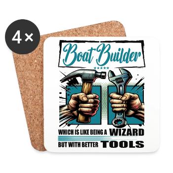 Boat builder Profession Saying Worker - Coasters (set of 4) - white - Front
