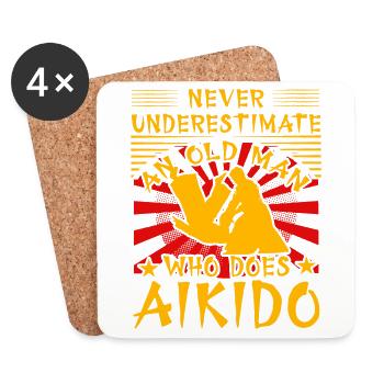 Never underestimate an old man who loves Aikido - Coasters (set of 4) - white - Front