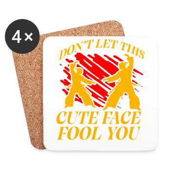 Don't let this cute face fool you - Coasters (set of 4) - white - Front