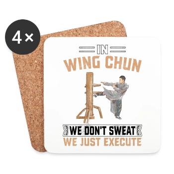 Im Wing Chun schwitzen wir nicht, wir setzen einfach um - Untersetzer (4er-Set) - Weiß - Vorne