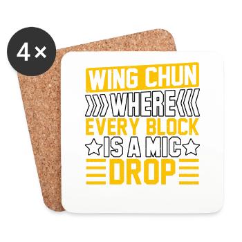 Wing Chun où chaque bloc est une chute de micro - Dessous de verre (lot de 4) - blanc - Devant