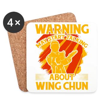 Warning may start talking about my Wing Chun - Coasters (set of 4) - white - Front