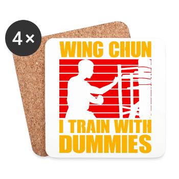 Wing Chun I train with Dummies - Coasters (set of 4) - white - Front