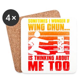 Parfois, je me demande si le Wing Chun pense à - Dessous de verre (lot de 4) - blanc - Devant