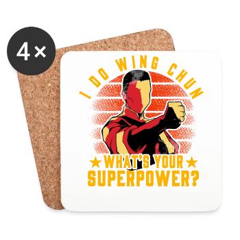 Je fais du Wing Chun, quel est ton superpouvoir ? - Dessous de verre (lot de 4) - blanc - Devant
