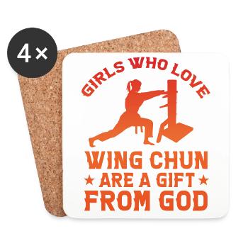 Les filles qui aiment le Wing Chun sont un cadeau de Dieu - Dessous de verre (lot de 4) - blanc - Devant