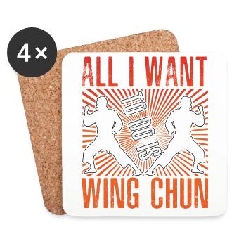 Alles, was ich machen will, ist Wing Chun - Untersetzer (4er-Set) - Weiß - Vorne