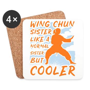 Wing Chun Schwester wie eine normale Schwester nur cooler - Untersetzer (4er-Set) - Weiß - Vorne
