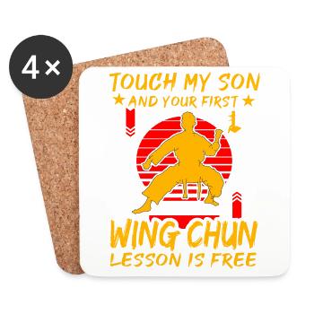 Touch my Son und deine erste Wing Chun Lektion ist - Untersetzer (4er-Set) - Weiß - Vorne