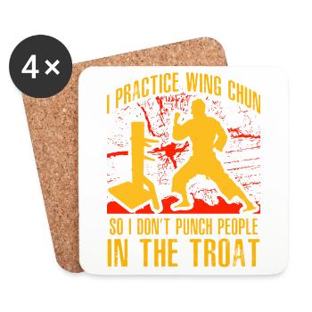 Je pratique le Wing Chun pour ne pas frapper les gens - Dessous de verre (lot de 4) - blanc - Devant