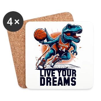 Basketball T-Rex Dinosaurier Träume Geschenk - Untersetzer (4er-Set) - Weiß - Vorne
