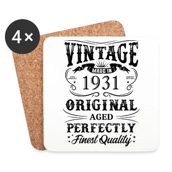Vintage Made In 1931 93 Years Of Being Awesome - Coasters (set of 4) - white - Front