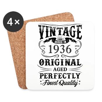 Vintage Made In 1936 88 Years Of Being Awesome - Coasters (set of 4) - white - Front