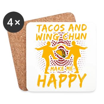 Tacos und Wing Chun machen mich glücklich - Untersetzer (4er-Set) - Weiß - Vorne