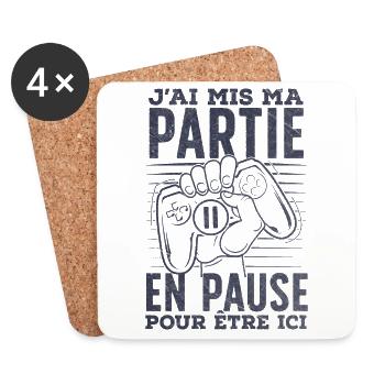 Pause Gaming Cadeau Geek Gamer Humour Insolite - Dessous de verre (lot de 4) - blanc - Devant