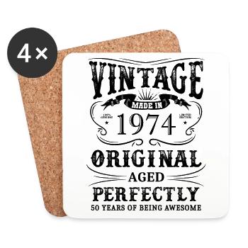 Vintage Made In 1974 50 Years Of Being Awesome - Untersetzer (4er-Set) - Weiß - Vorne
