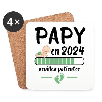 Cadeau Papy Annonce Grossesse Grand Père 2024 - Dessous de verre (lot de 4) - blanc - Devant