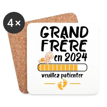 Grand Frère Annonce Grossesse Futur Frère 2024 - Dessous de verre (lot de 4) - blanc - Devant
