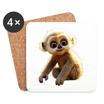 Gibbon Affen Baby Monkey Kleine Gibbons Süßer Affe - Untersetzer (4er-Set) - Weiß - Vorne
