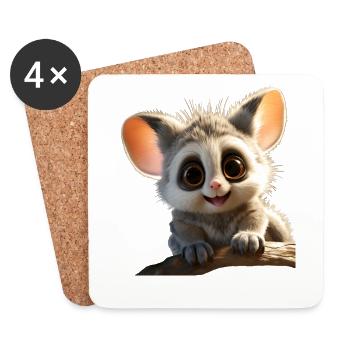 Galago Buschbaby Affen Galagos Affe Süßer Galago - Untersetzer (4er-Set) - Weiß - Vorne