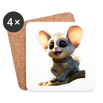 Galago Buschbaby Affen Galagos Affe Süßer Galago - Untersetzer (4er-Set) - Weiß - Vorne