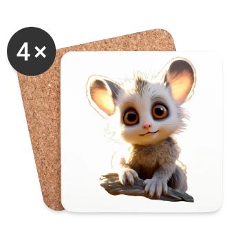 Galago Buschbaby Affen Galagos Affe Süßer Galago - Untersetzer (4er-Set) - Weiß - Vorne