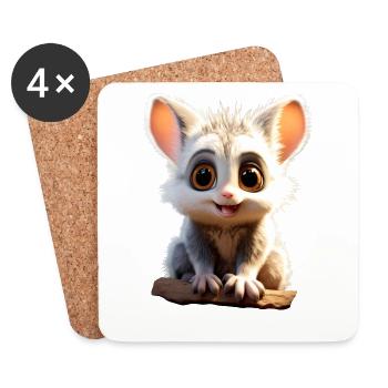 Galago Buschbaby Affen Galagos Affe Süßer Galago - Untersetzer (4er-Set) - Weiß - Vorne