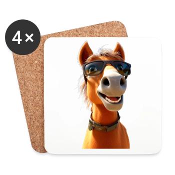 Cheval, Fille De Cheval, Cavalier, Poney, Écurie, Chevaux - Dessous de verre (lot de 4) - blanc - Devant