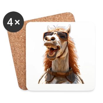 Cheval, Fille De Cheval, Cavalier, Poney, Écurie, Chevaux - Dessous de verre (lot de 4) - blanc - Devant