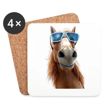 Cheval, Fille De Cheval, Cavalier, Poney, Écurie, Chevaux - Dessous de verre (lot de 4) - blanc - Devant
