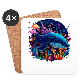 Blue Whale - Untersetzer (4er-Set) - Weiß - Vorne