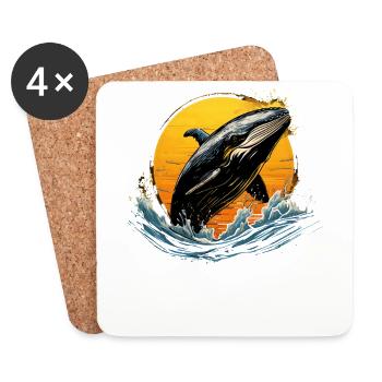 Baleine bleue - Dessous de verre (lot de 4) - blanc - Devant