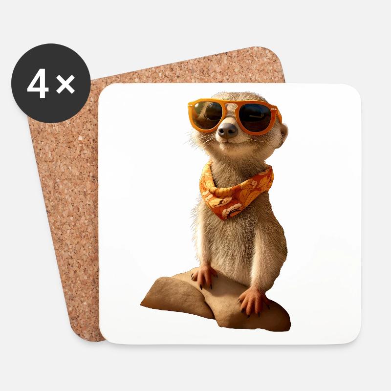 Erdmännchen Tierliebhaber Süßes Surikate Mangusten - Untersetzer (4er-Set) - Weiß