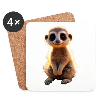 Suricates, Amoureux Des Animaux, Doux, Surikate, Mangouste - Dessous de verre (lot de 4) - blanc - Devant