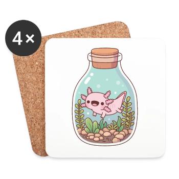 Mignon Happy Axolotl Dans Bouteille Aquarium - Dessous de verre (lot de 4) - blanc - Devant