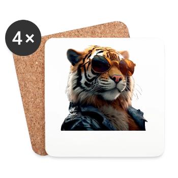 Tiger Big Cat Wild Cats Lover Cute Tiger - Coasters (set of 4) - white - Front