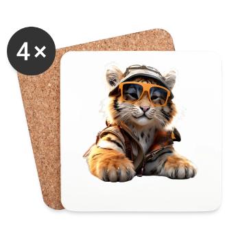 Tiger Raubkatze Wilde Katzen Liebhaber Süßer Tiger - Untersetzer (4er-Set) - Weiß - Vorne
