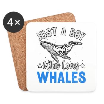 Just a Boy who loves Whales - Coasters (set of 4) - white - Front