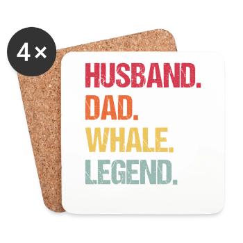Husband Dad Whale Legend - Coasters (set of 4) - white - Front