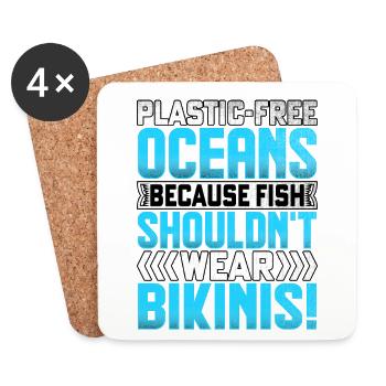 Plastikfreie Ozeane, weil Fische nicht tragen sollten - Untersetzer (4er-Set) - Weiß - Vorne