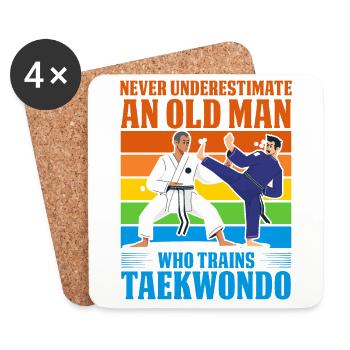 Unterschätzen Sie niemals einen alten Mann, der trainiert - Untersetzer (4er-Set) - Weiß - Vorne