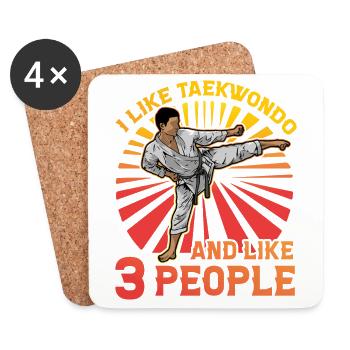 J’aime le taekwondo et j’aime 3 personnes - Dessous de verre (lot de 4) - blanc - Devant