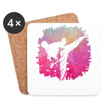 Taekwondo - Dessous de verre (lot de 4) - blanc - Devant