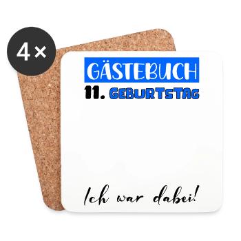 Guestbook Decoration Men Men's 11th Birthday Tshirt - Coasters (set of 4) - white - Front