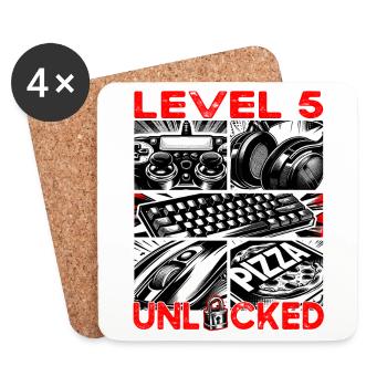 Birthday Level 5 Unlocked Gaming & Gamer - Coasters (set of 4) - white - Front